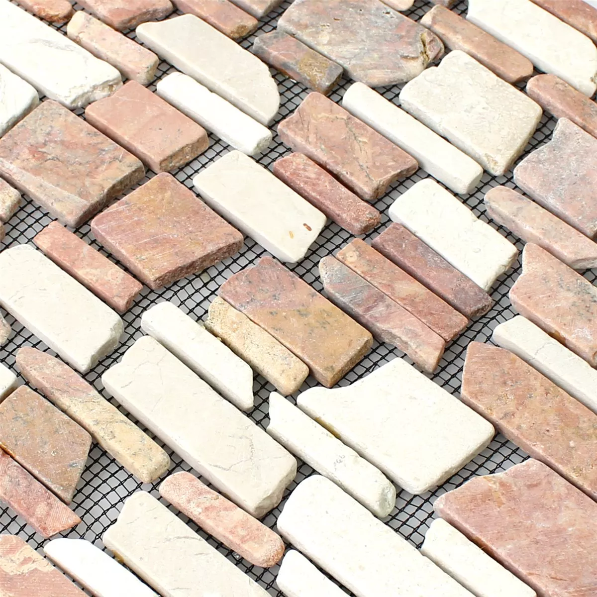 Muster von Mosaikfliesen Marmor Naturstein Brick Biancone Rosso