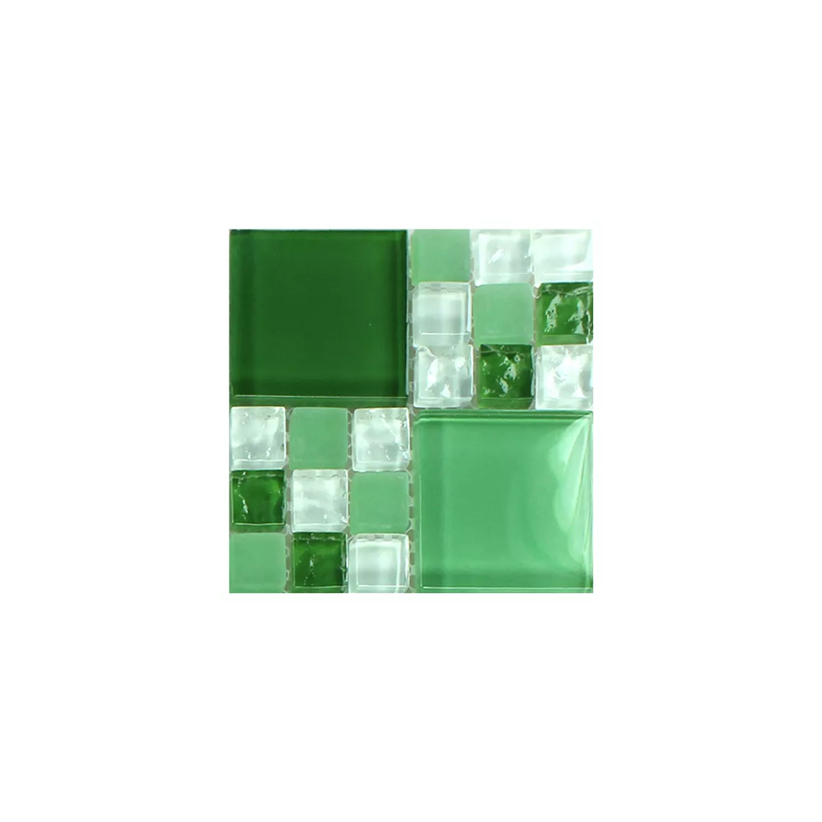 Muster von Mosaikfliesen Glas Crystal Grün Mix