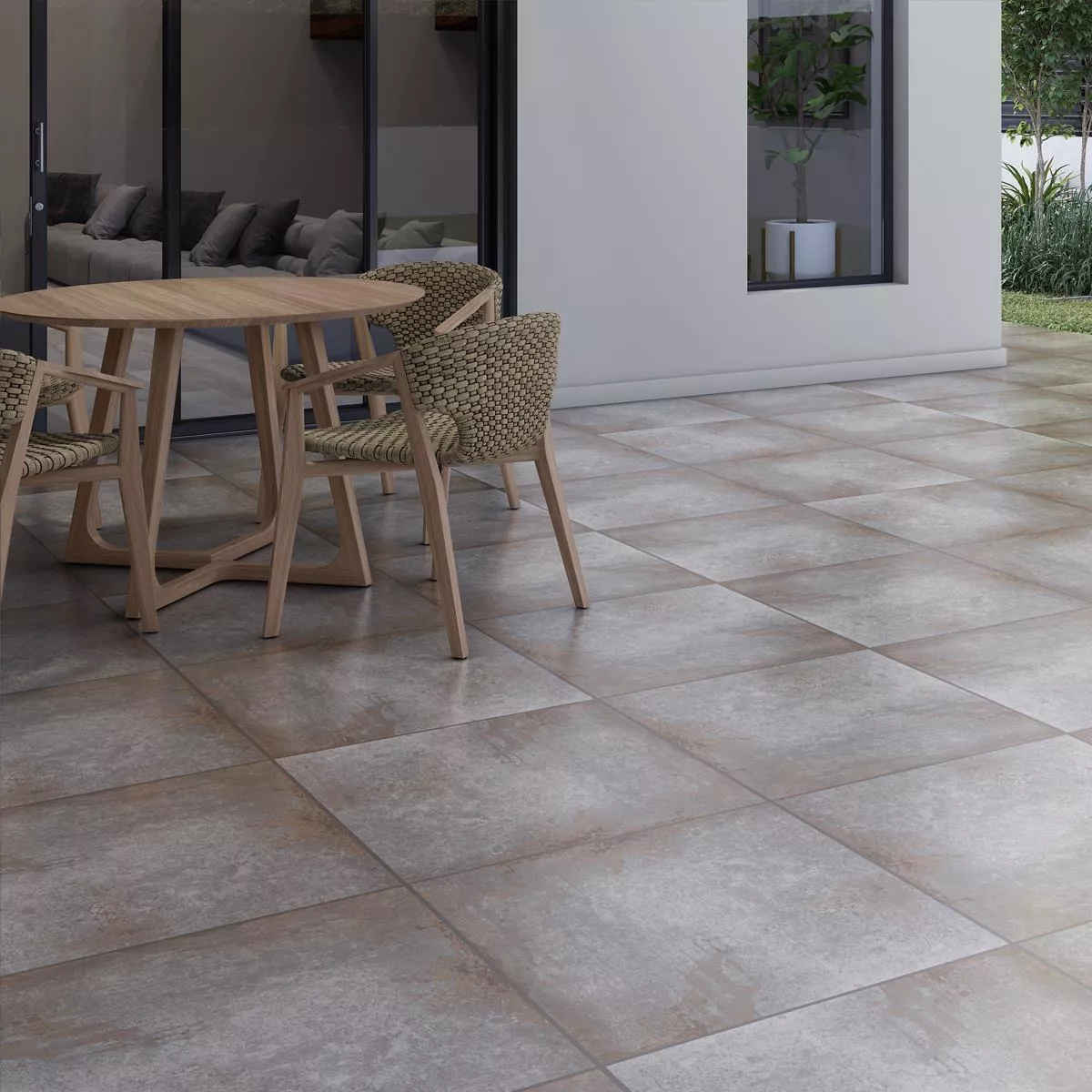 Terrassenplatten Feinsteinzeug Belfield Grau 60x60x2 cm