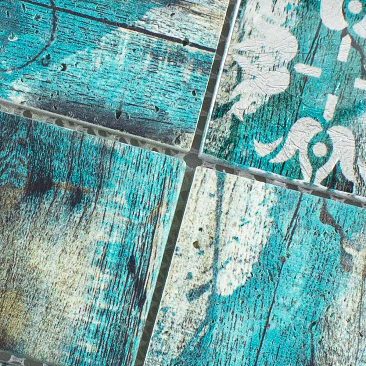 Muster von Glasmosaik Fliesen Holzoptik Howland Beige Grün Q48