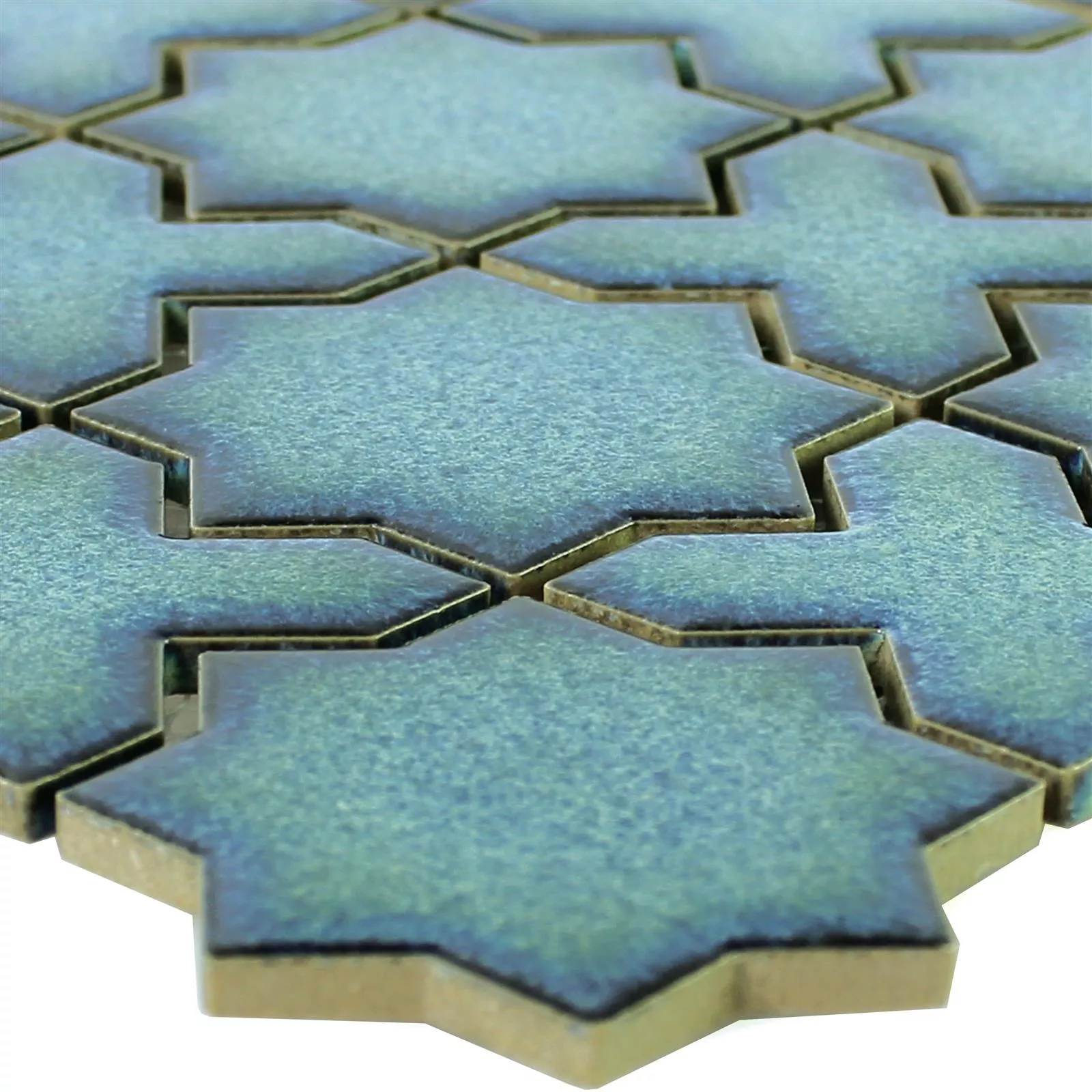 Muster von Keramikmosaik Fliesen Puebla Stern Blau