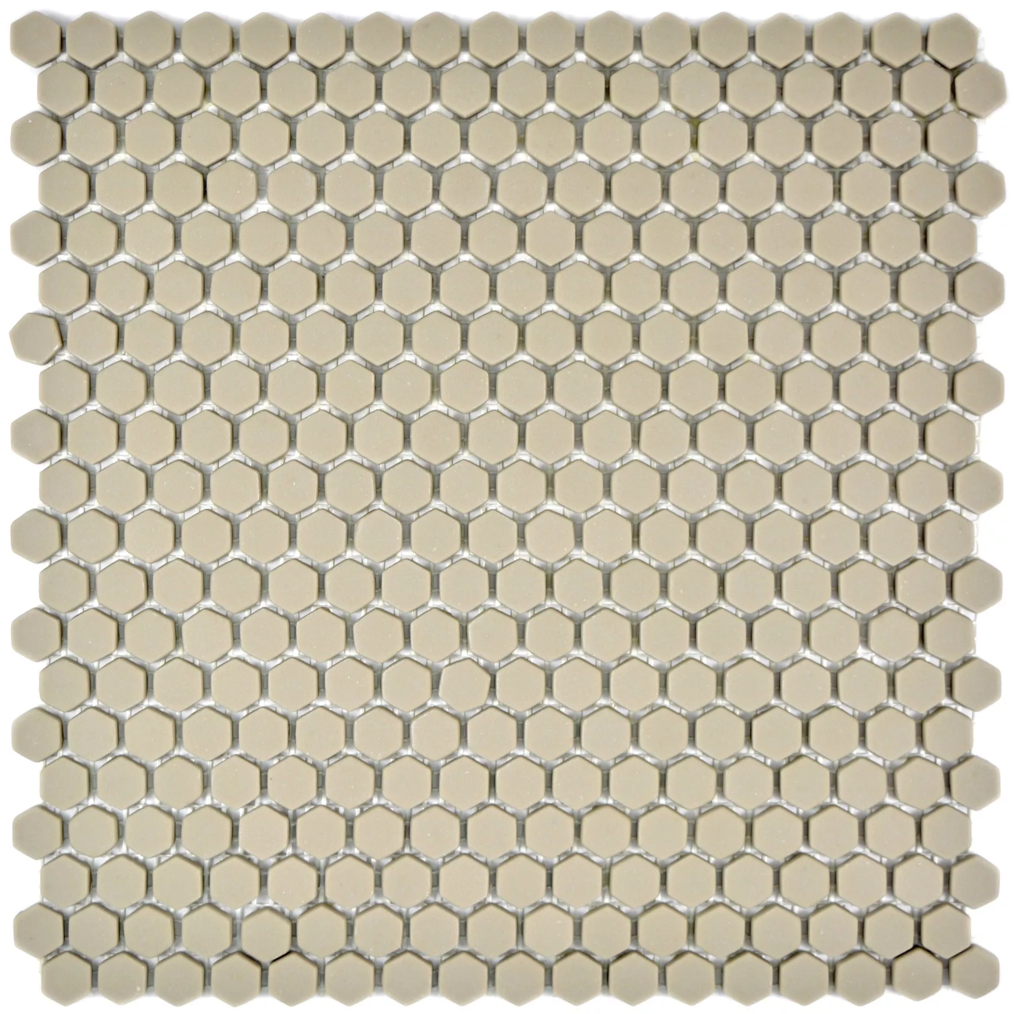Muster von Glasmosaik Fliesen Kassandra Hexagon Cream Matt