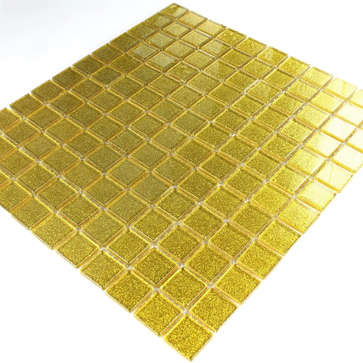 Muster von Glasmosaik Fliesen Wichita Gold Glitzer