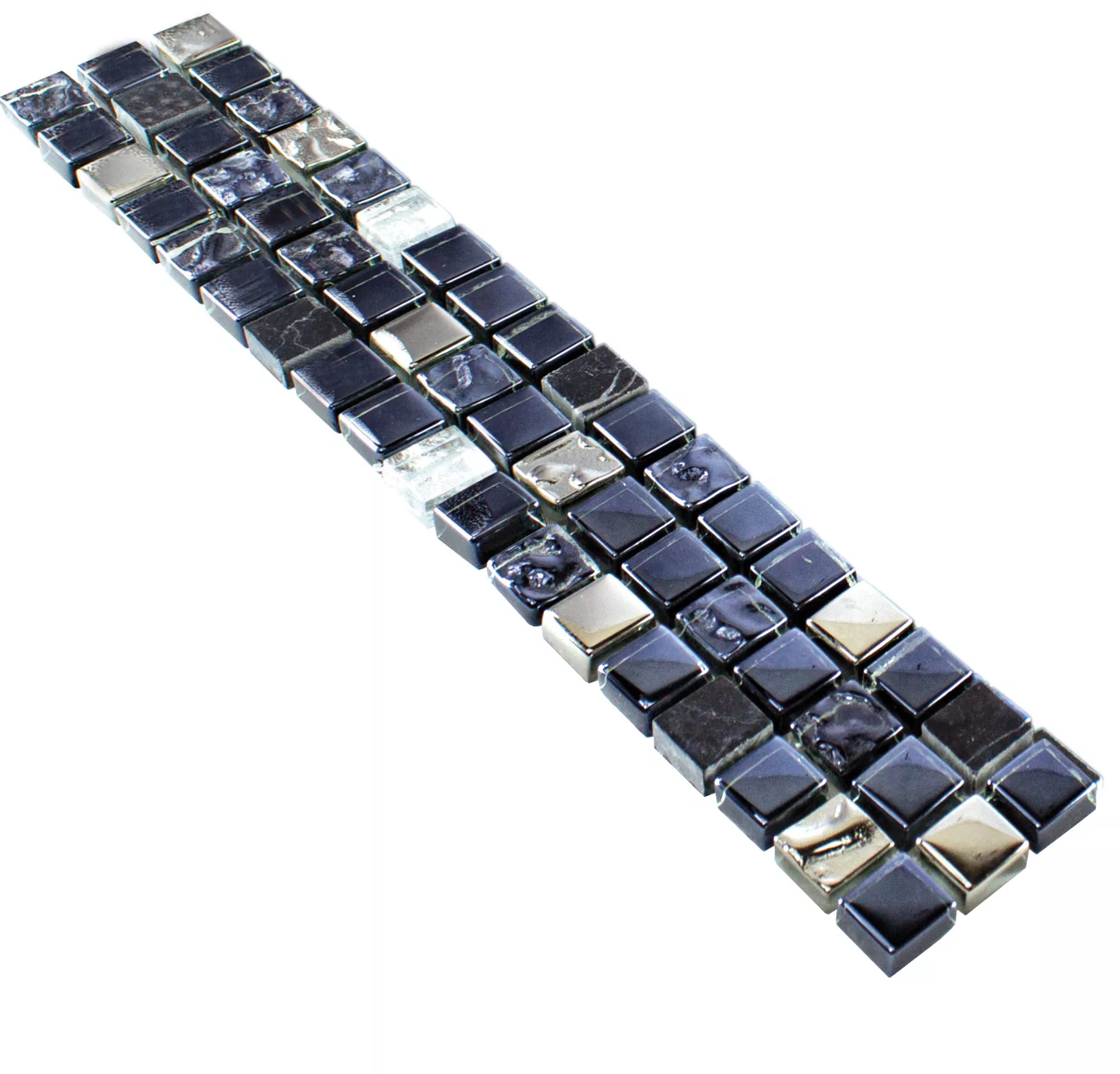 Glas Naturstein Fliesenbordüre Marco Schwarz Silber Glas Naturstein Fliesenbordüre Marco Schwarz Silber