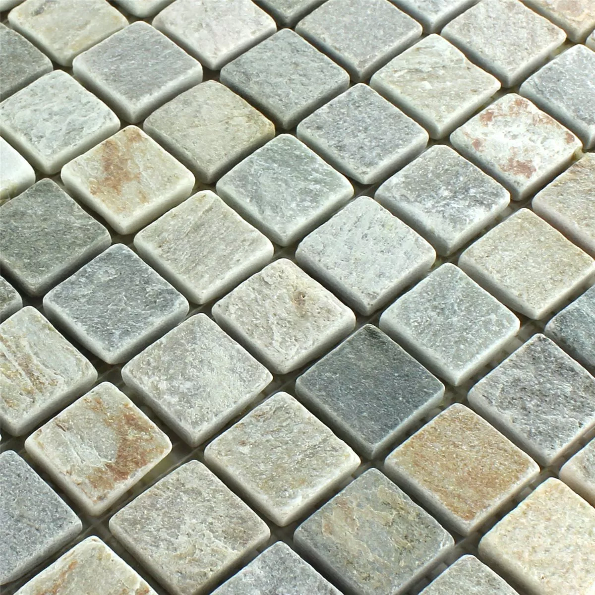 Muster von Mosaikfliesen Quarzit Beige Grau 
