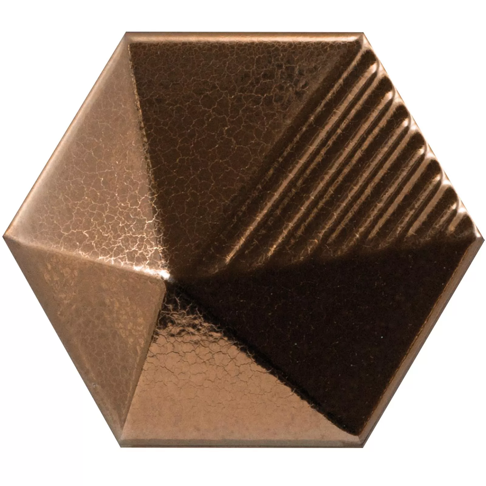Wandfliesen Rockford 3D Hexagon 12,4x10,7cm Kupfer