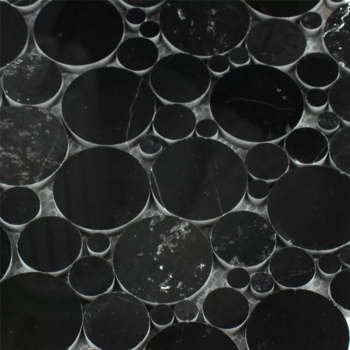 Muster von Mosaikfliesen Marmor Marimar Rund Schwarz Poliert