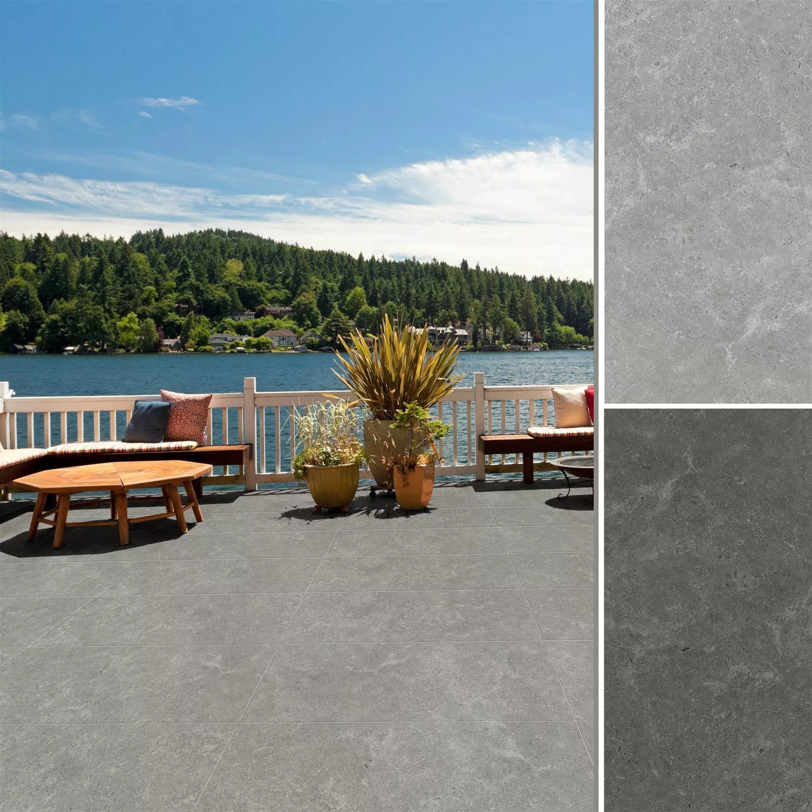 Muster Terrassenplatten Corroy Travertinoptik 45x90x2cm