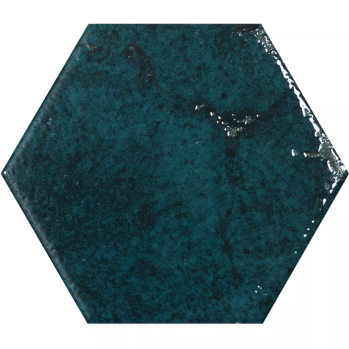 Wandfliesen Lara Glänzend Gewellt 13x15cm Hexagon Blau