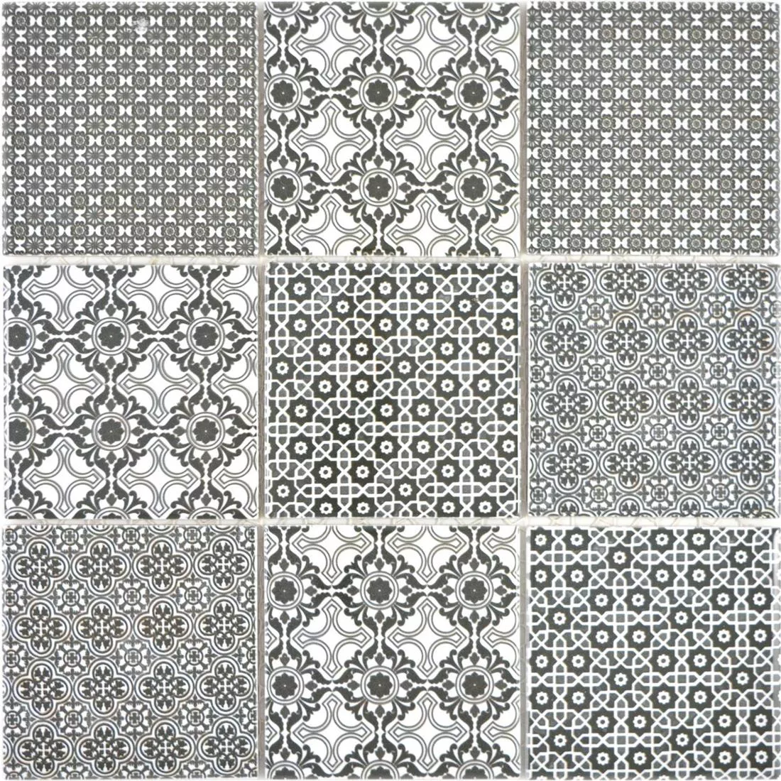 Keramik Mosaikfliesen Daymion Retrooptik Quadrat 97 Schwarz