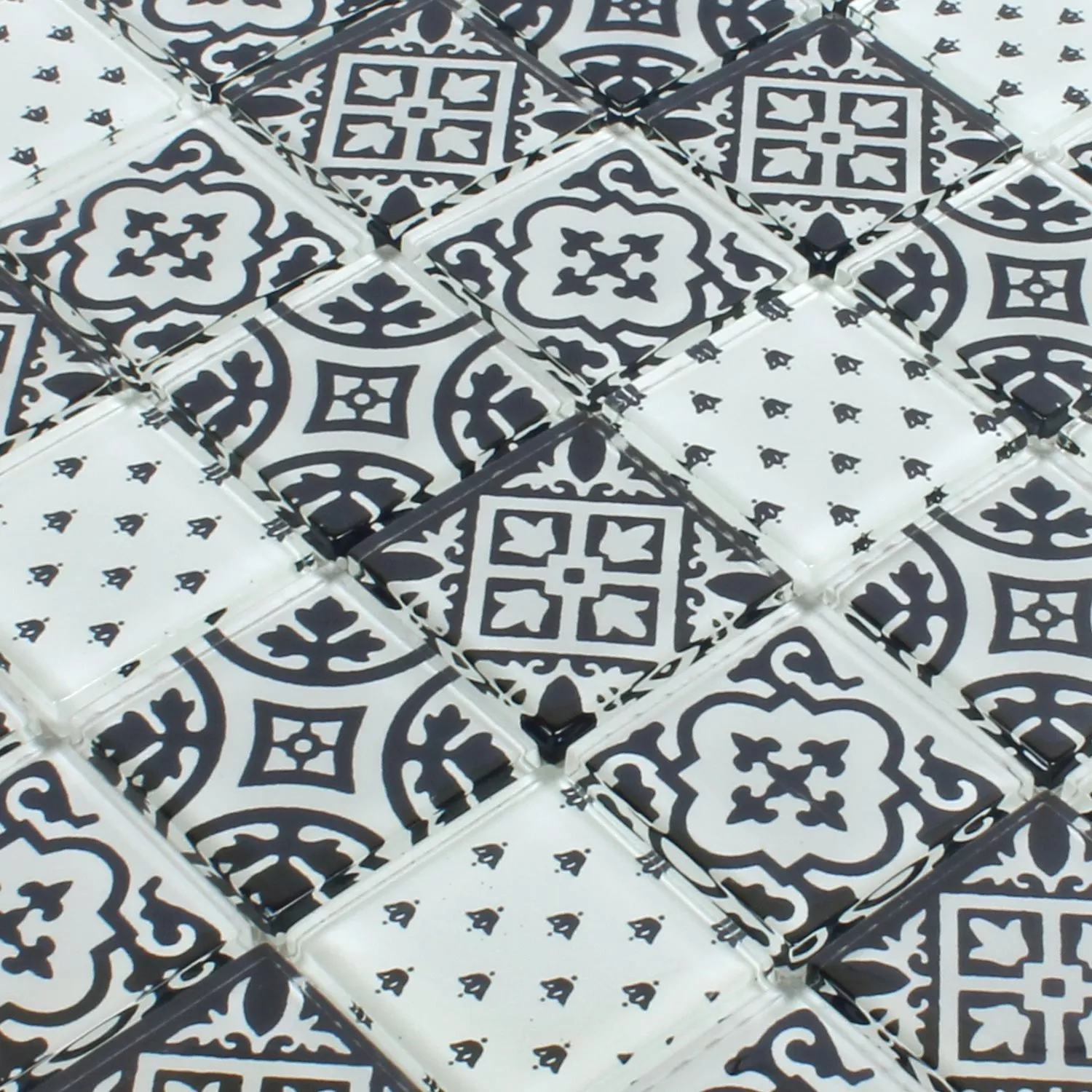 Muster von Mosaikfliesen Glas Dante Schwarz Weiß