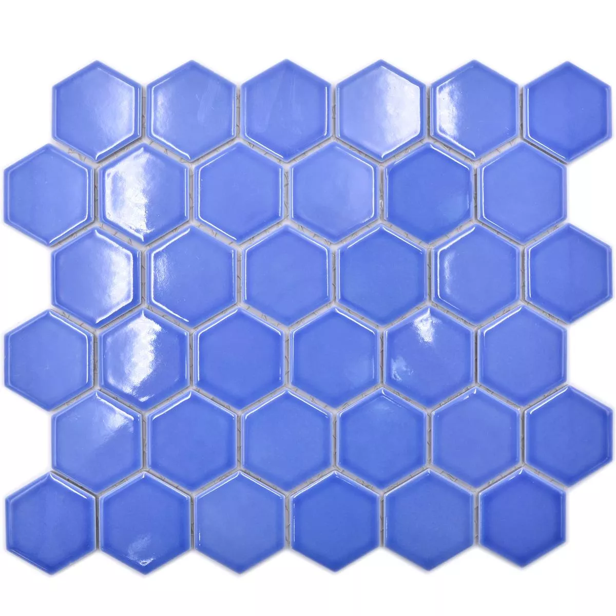 Muster von Keramikmosaik Salomon Hexagon Hellblau H51