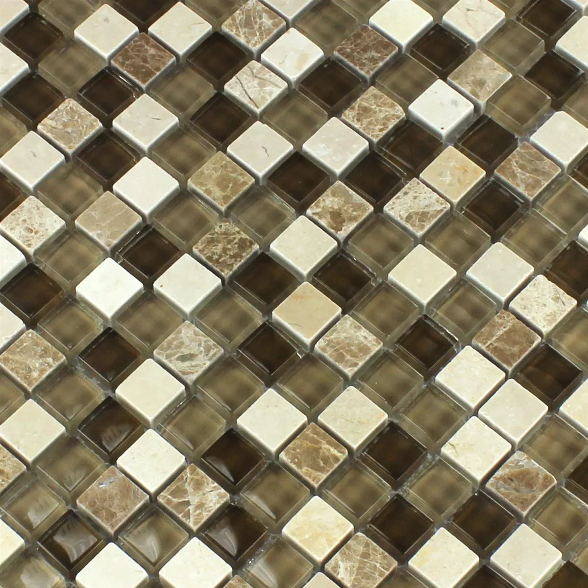 Mosaikfliesen Glas Marmor Braun Beige 15x15x8mm
