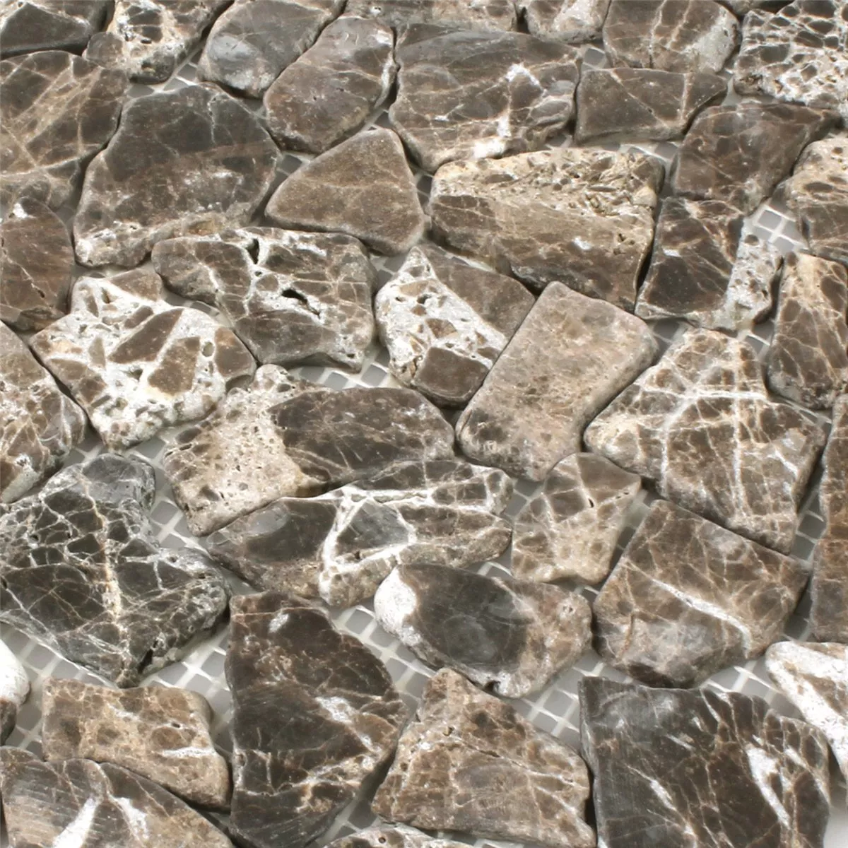 Mosaikfliesen Marmor Bruch Impala Braun Geflammt