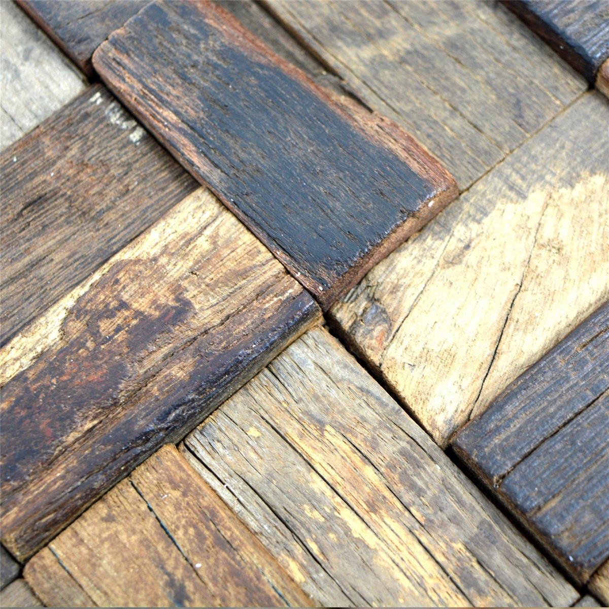 Holz Mosaikfliesen Bredon 3D Braun Rechteck