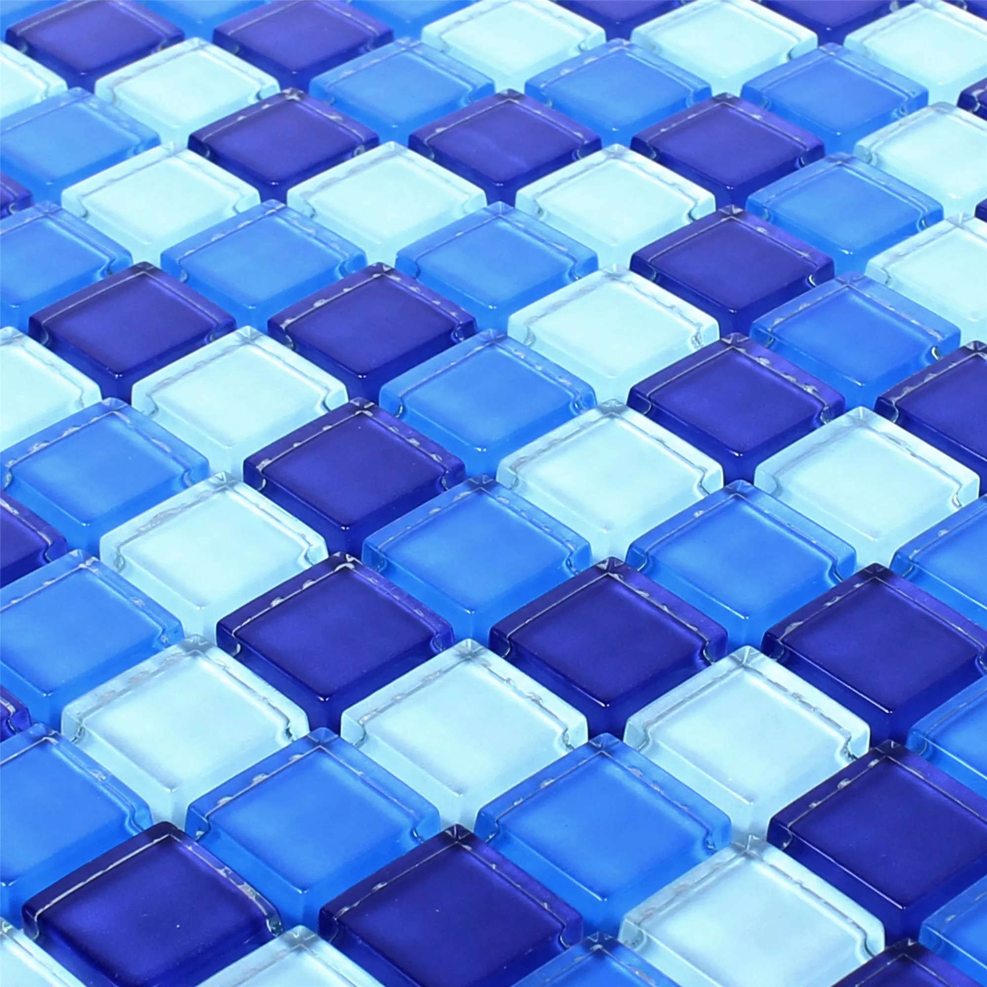 Muster von Glasmosaik Fliesen Blau Mix 