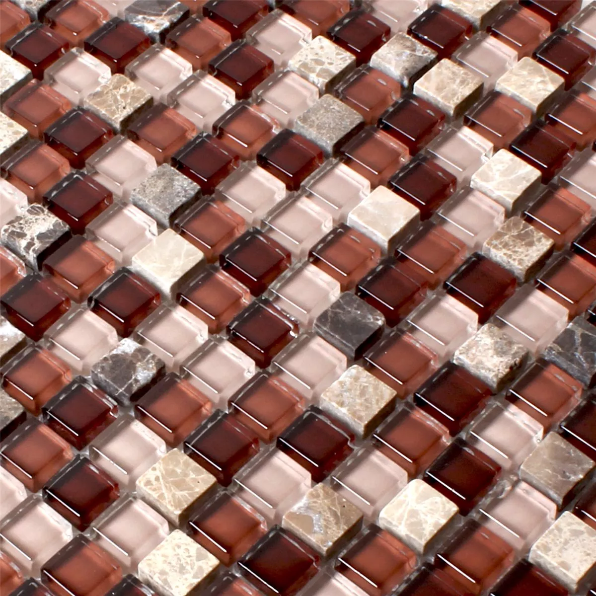 Mosaikfliesen Glas Marmor Braun Mix