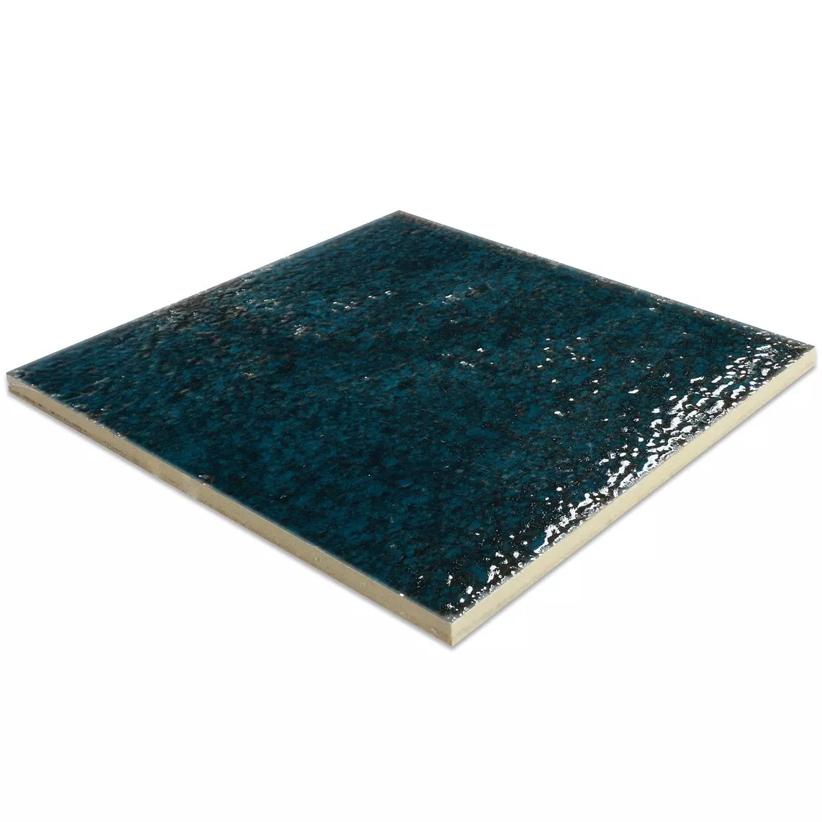 Muster von Wandfliesen Lara Glänzend Gewellt 15x15cm Blau