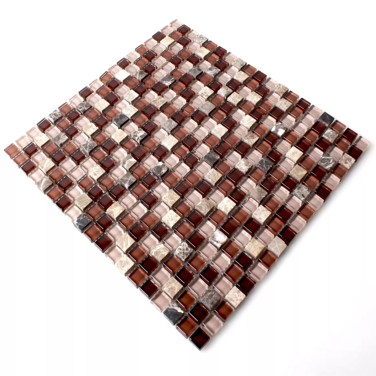 Muster von Mosaikfliesen Glas Marmor Braun Mix