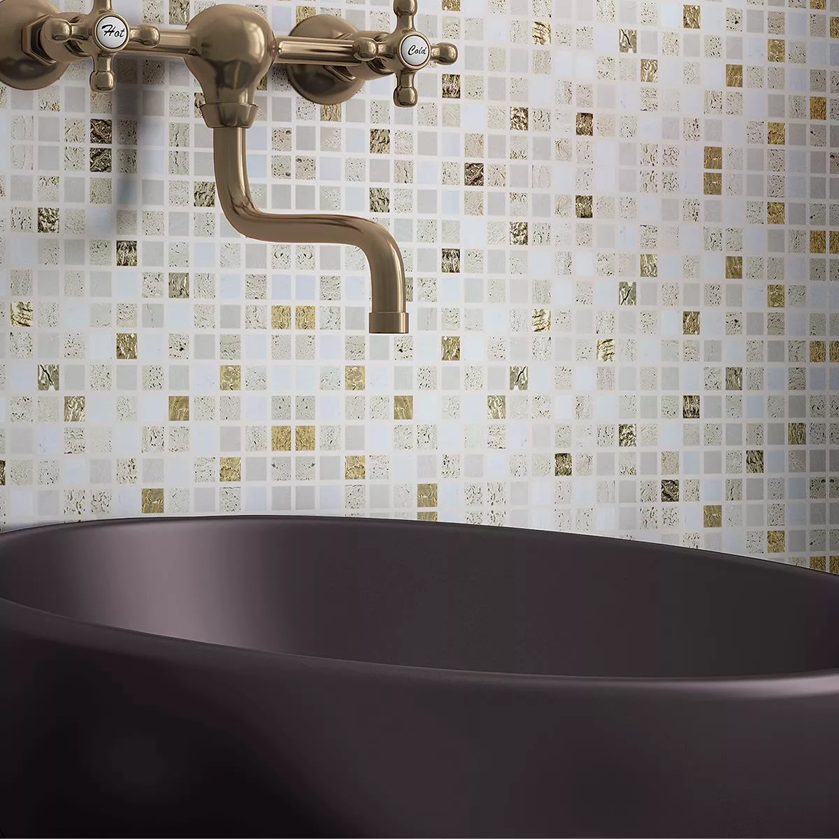 Muster von Marmor Naturstein Mosaik Fliesen Limonello Gold Creme