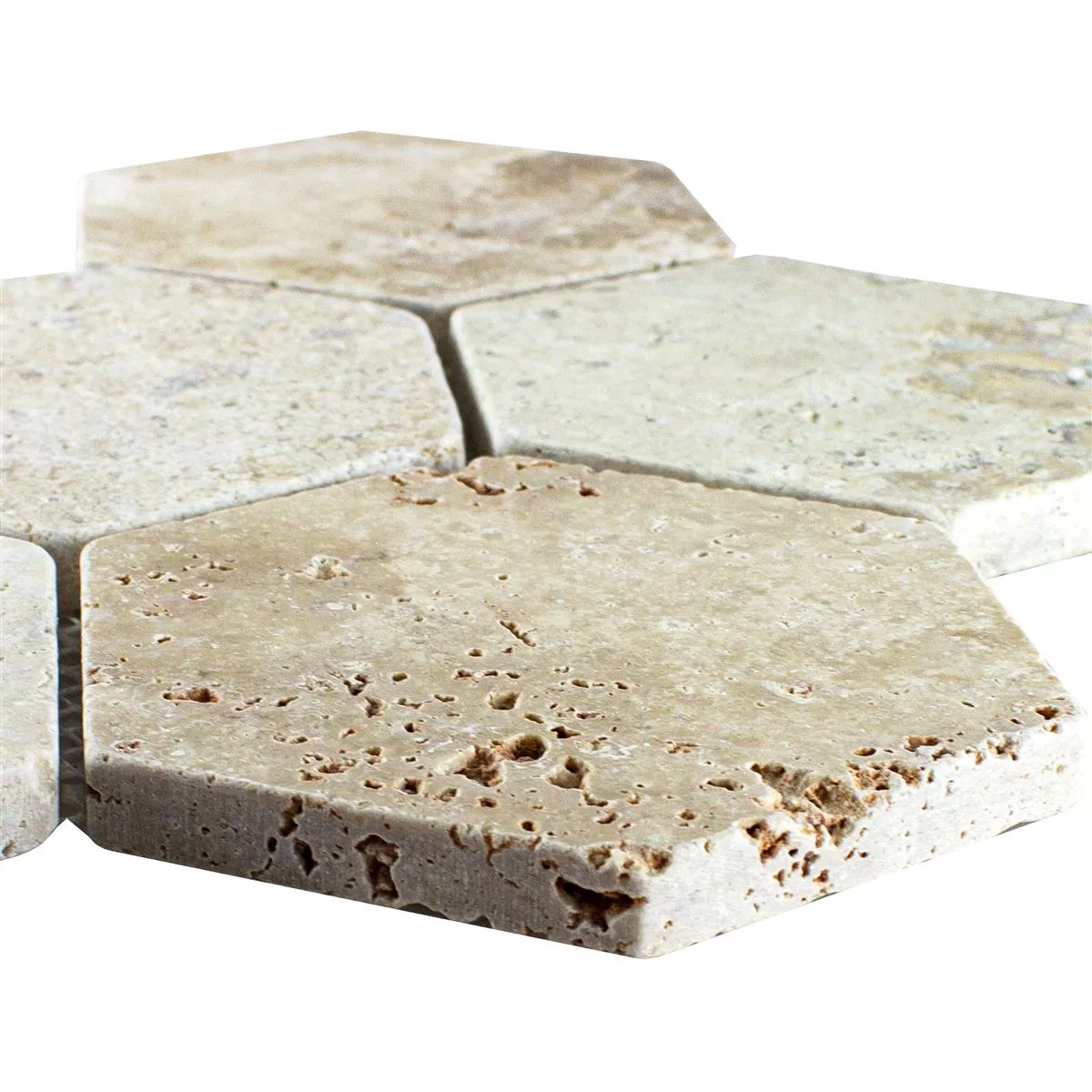 Travertin Naturstein Mosaikfliesen Mercado Sechseck Beige Travertin Naturstein Mosaikfliesen Mercado Sechseck Beige