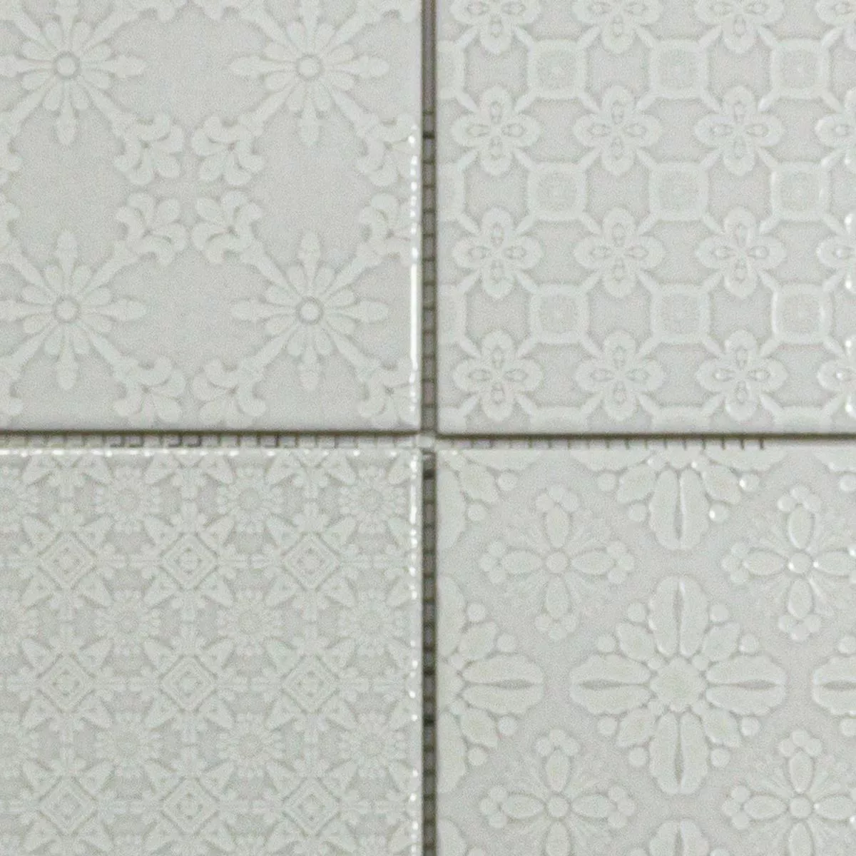 Keramik Mosaik Fliesen Rivabella Relief Grau