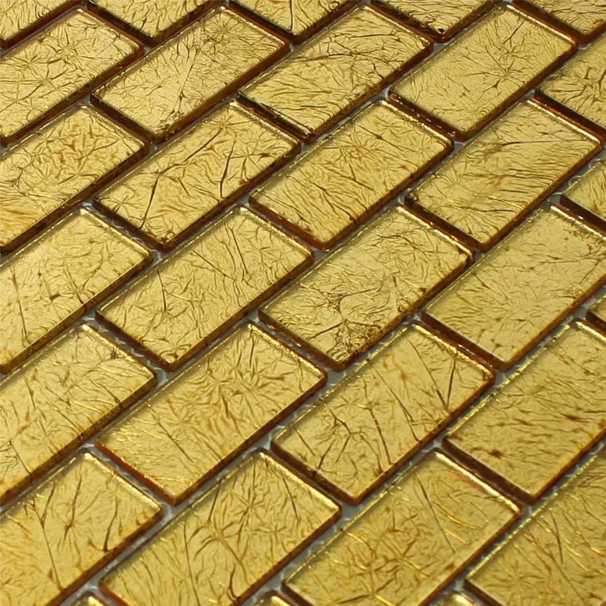 Mosaikfliesen Glas Brick Crystal Gold Struktur