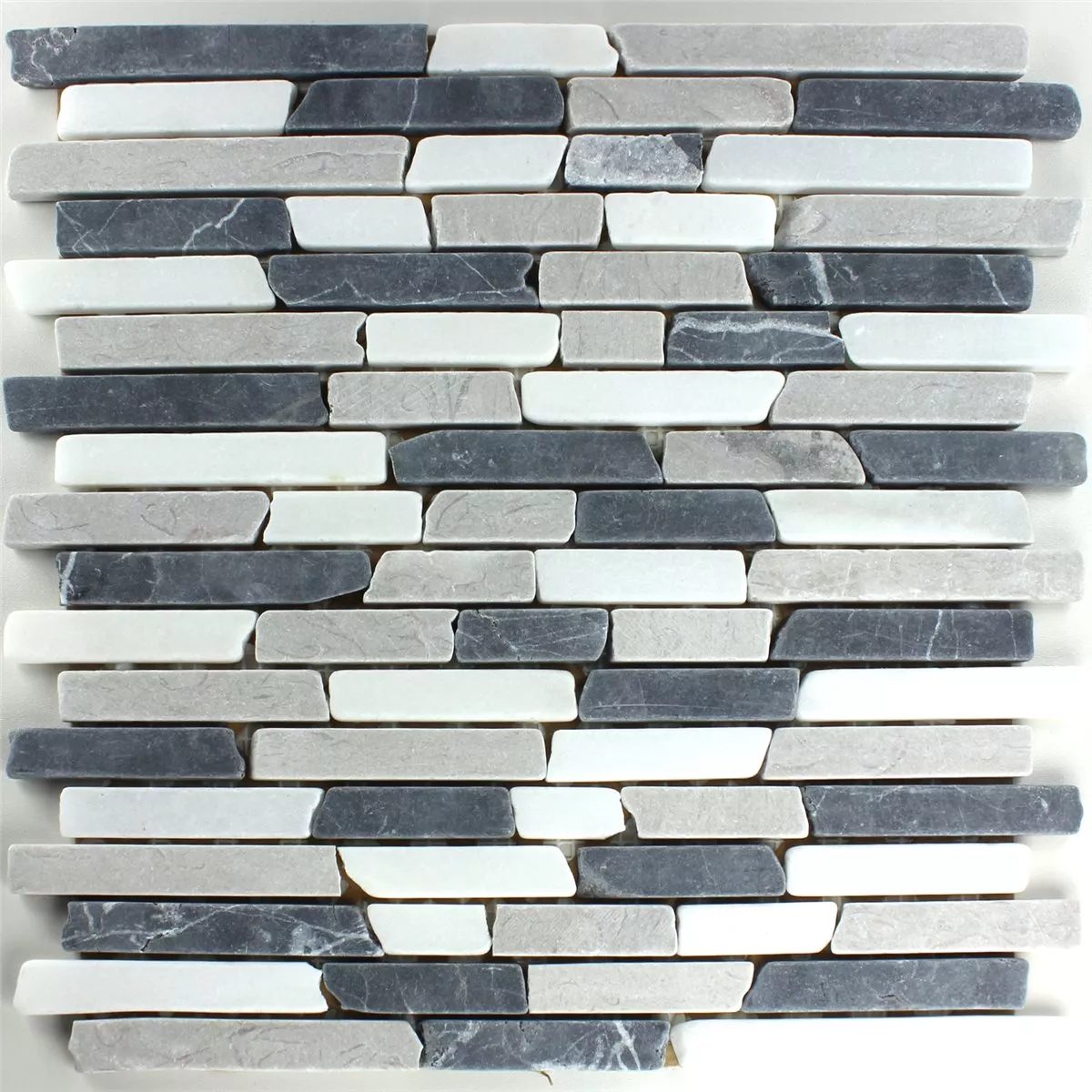 Muster von Mosaikfliesen Marmor Botticino Grey Brick