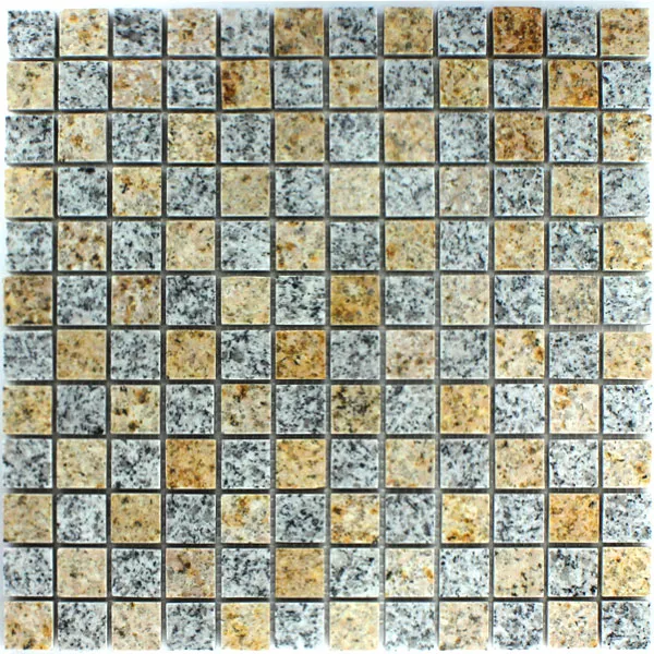 Mosaikfliesen Granit 23x23x8mm Gelb Grau