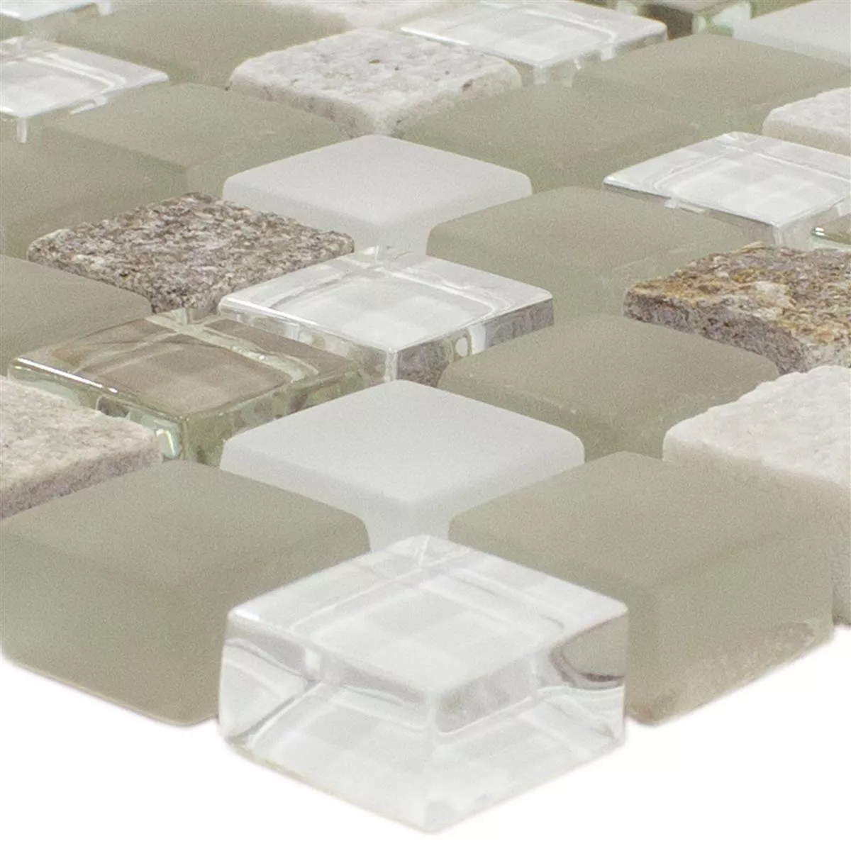Muster von Glasmosaik Fliesen Delicias Glas Naturstein Mix