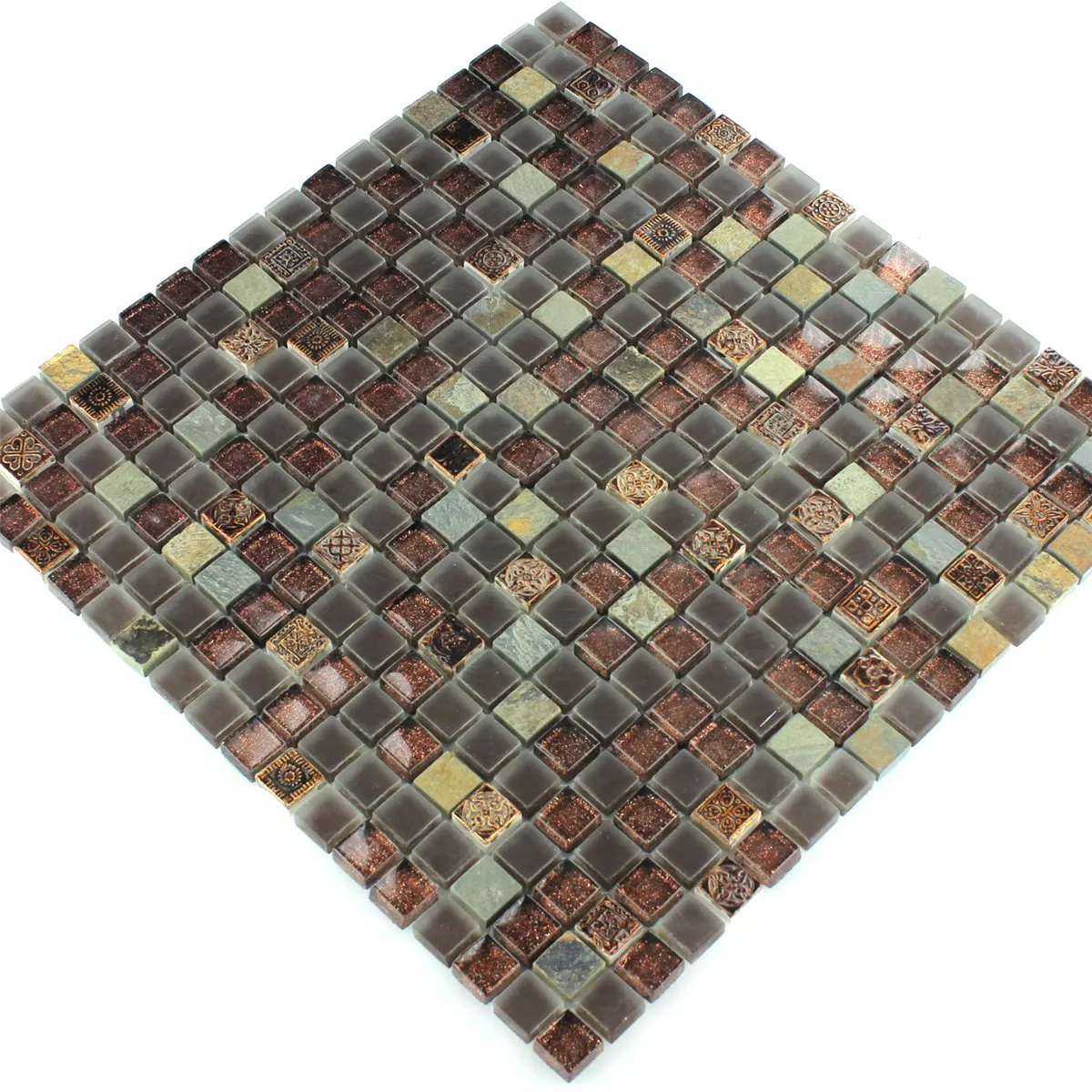 Glas Kalkstein Quarzit Mosaik Fliesen Glitzer 15x15x8mm