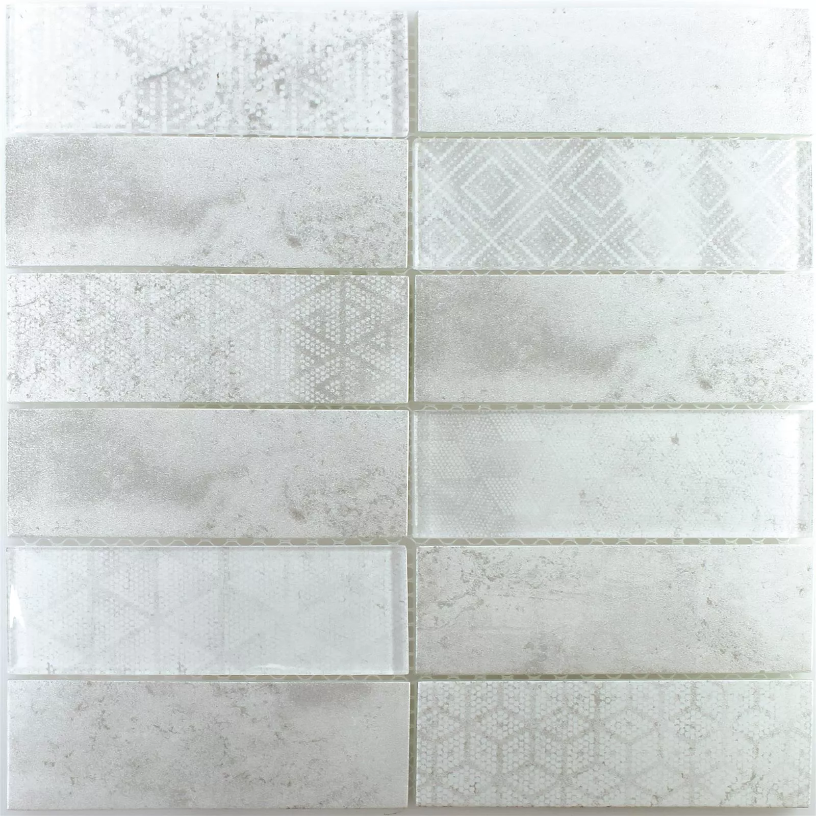 Muster von Glasmosaik Fliesen Patras Grau Weiß