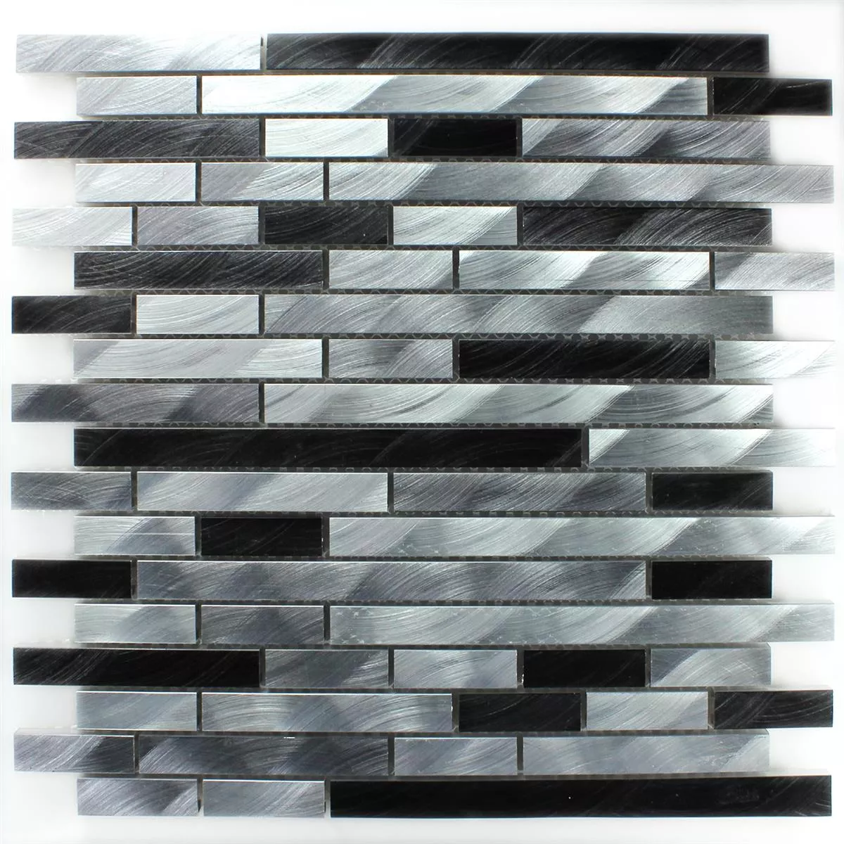 Muster von Mosaikfliesen Aluminium Metall Sahara Silber Mix