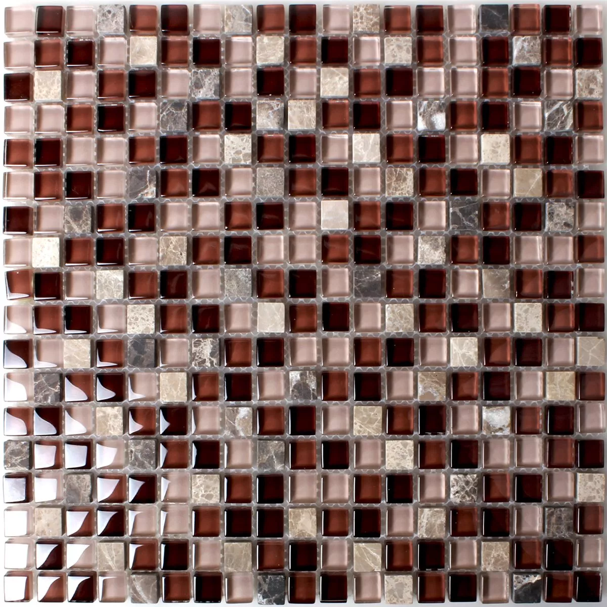 Mosaikfliesen Glas Marmor Braun Mix