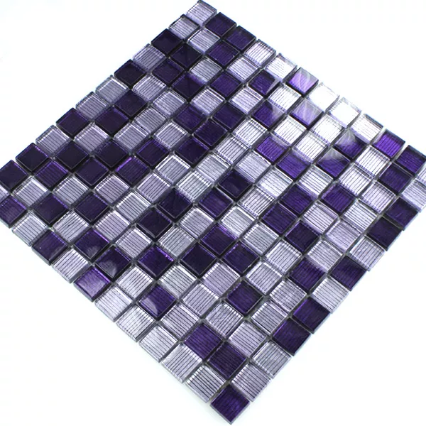 Muster von Mosaikfliesen Glas String Lila Mix Gestreift