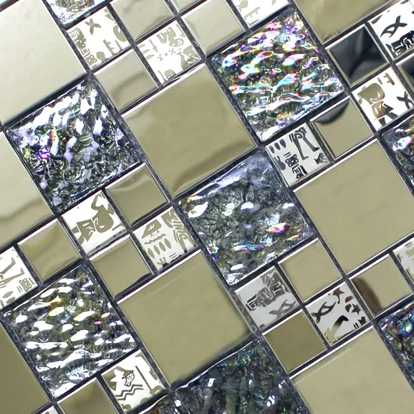Muster von Mosaikfliesen Glas Edelstahl Metall Agypt Silber