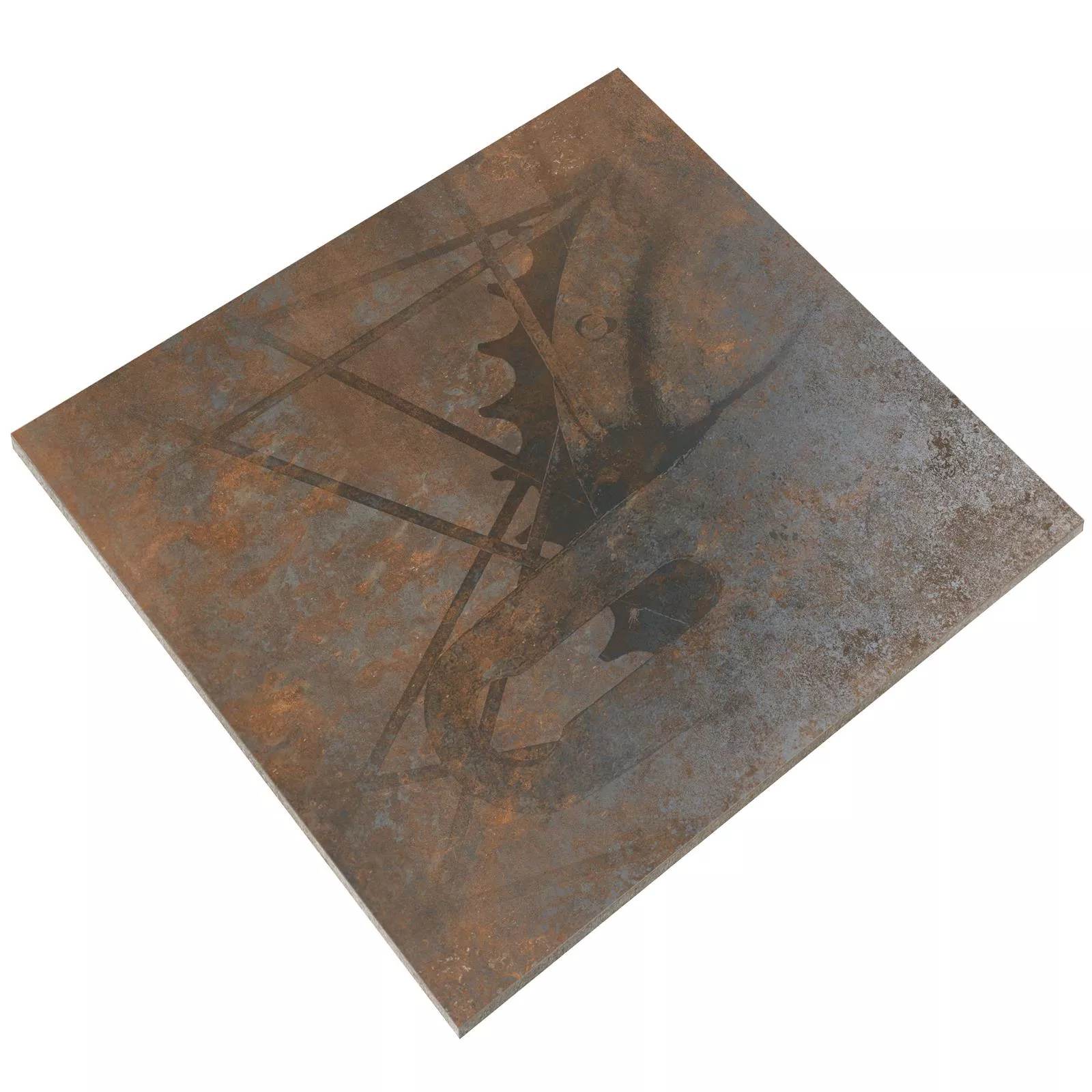 Bodenfliesen Sierra Metalloptik Rust R10/B Dekor Speiche