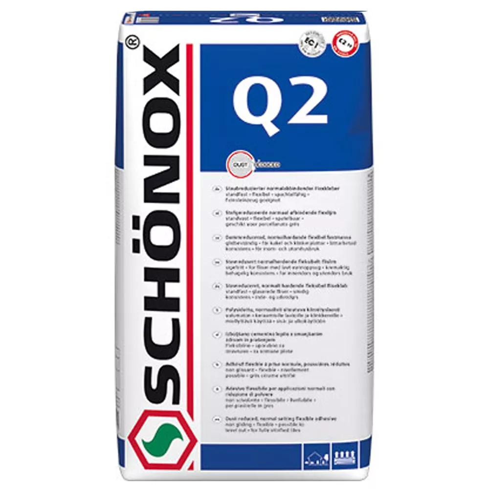 Schönox Q2 Flexkleber Feinsteinzeug, Keramische Fliesen C2TE (25Kg)