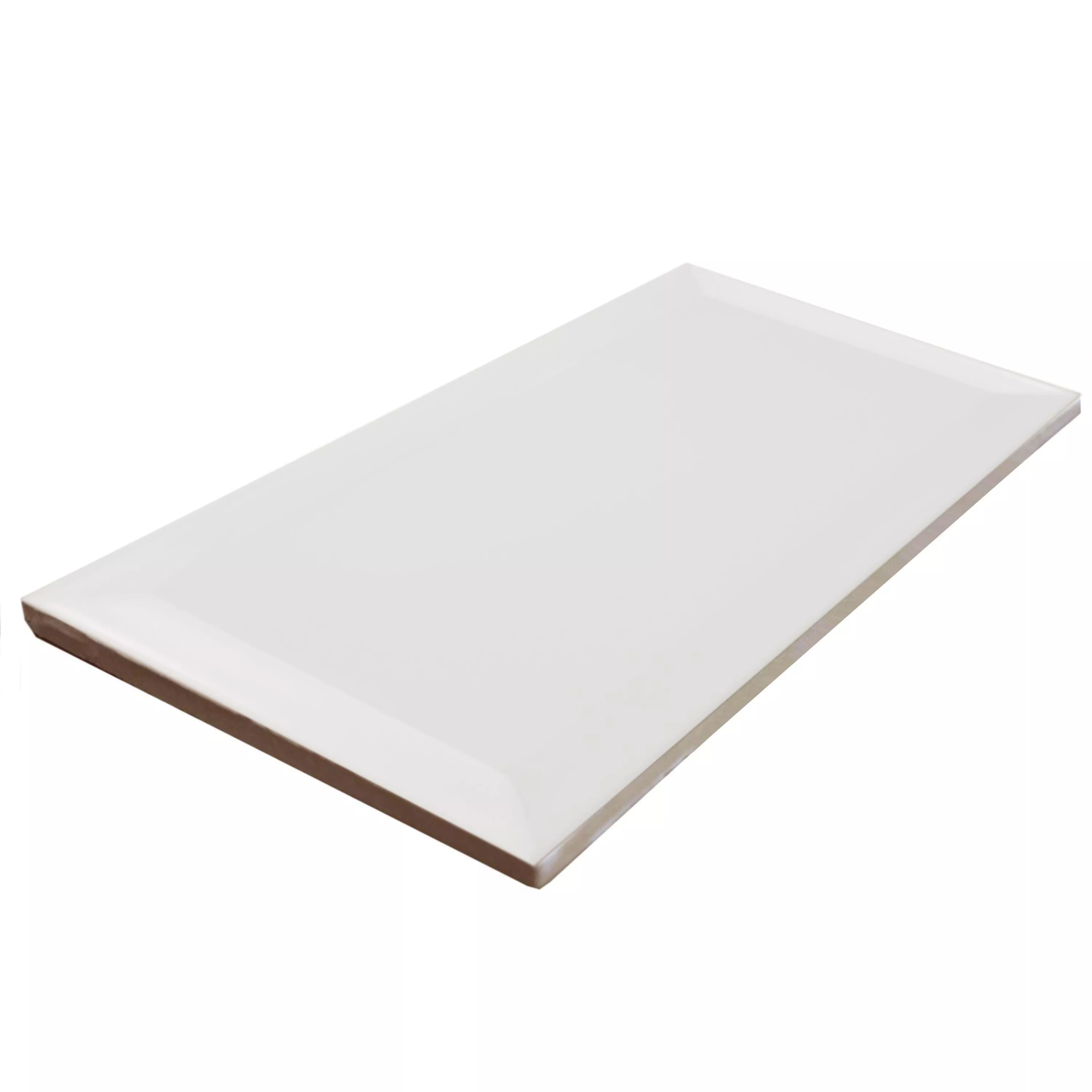 Muster Metro Wandfliesen Brussel Facette 10x20x0,7cm Blanco Matt