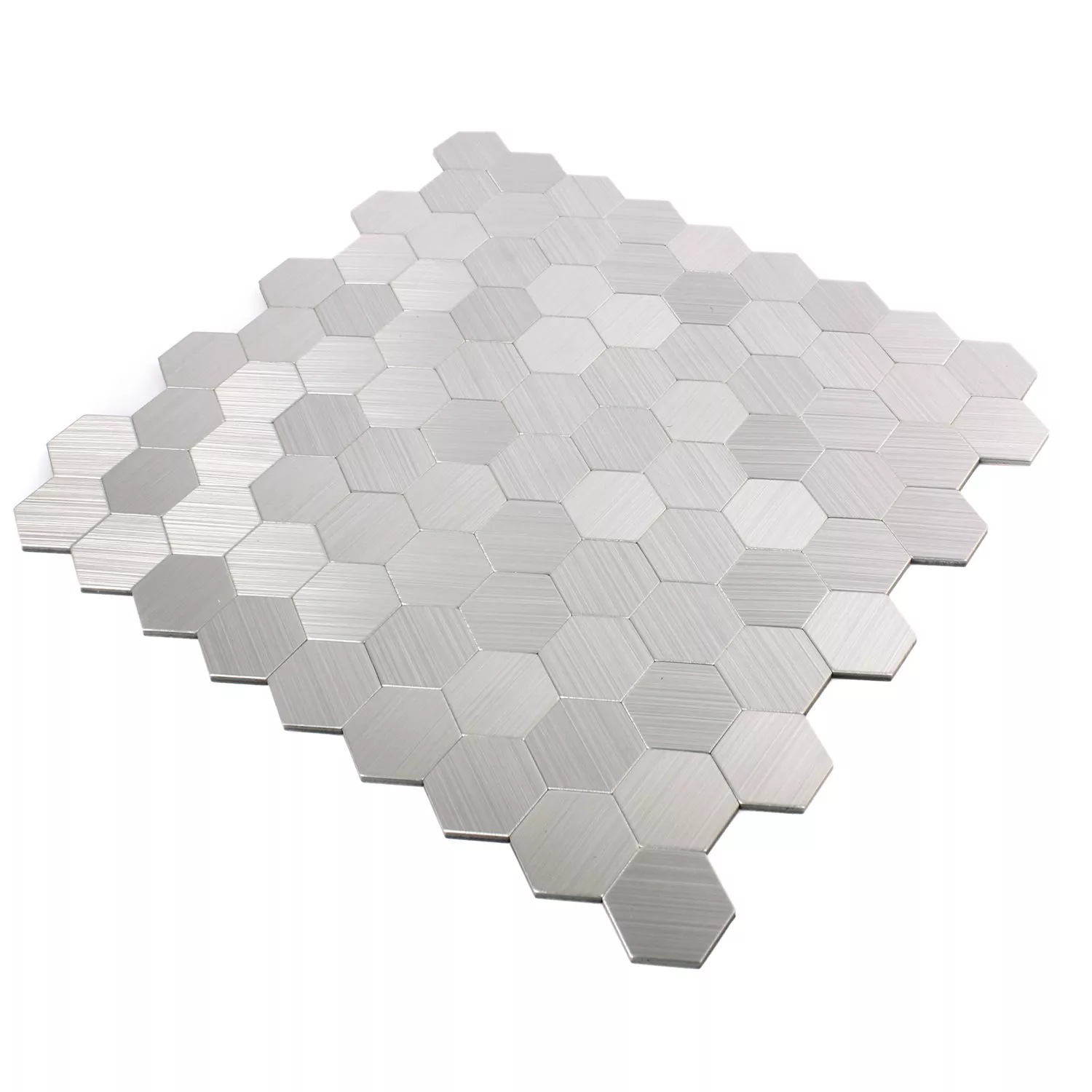 Muster von Mosaikfliesen Metall Selbstklebend Mikros Silber Hexagon