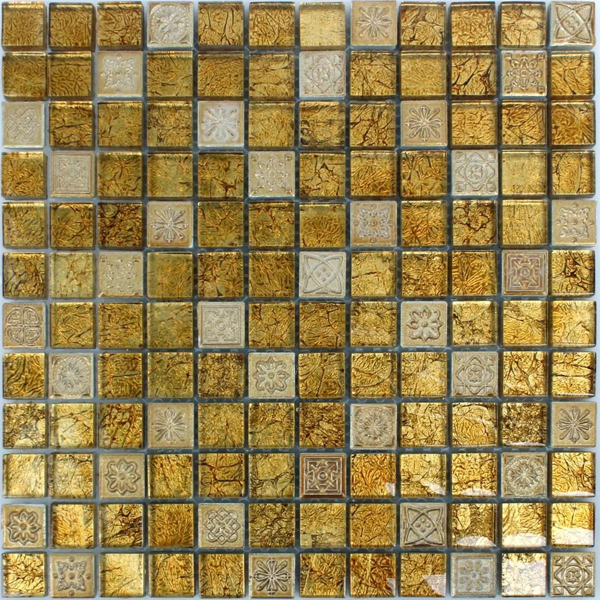 Muster von Mosaikfliesen Glas Naturstein Coloniale Gold