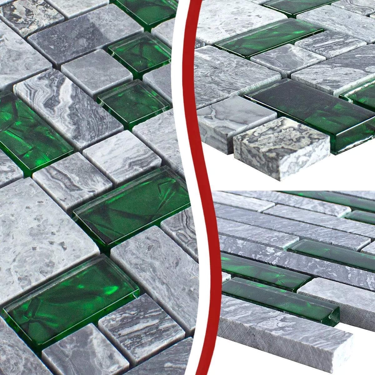 Muster von Glas Naturstein Mosaik Fliesen Sinop 2 Mix