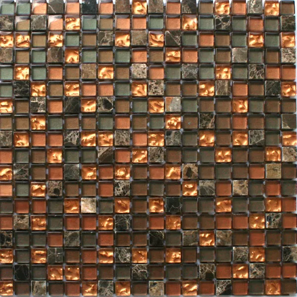 Muster von Mosaikfliesen Glas Marmor Tiger Braun