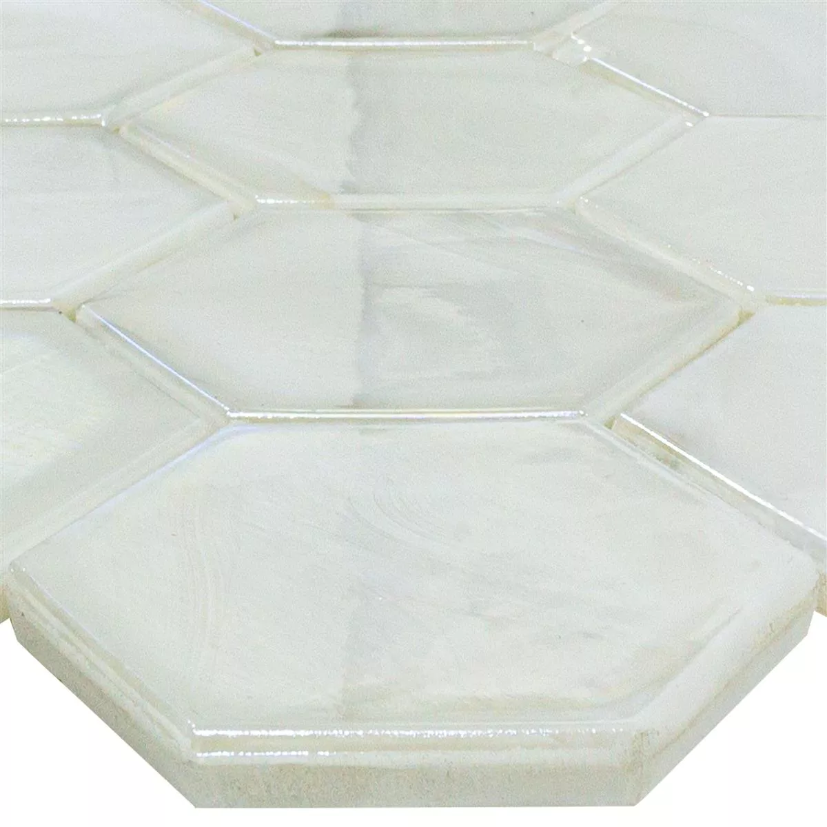 Glasmosaik Fliesen Andalucia Hexagon Weiß