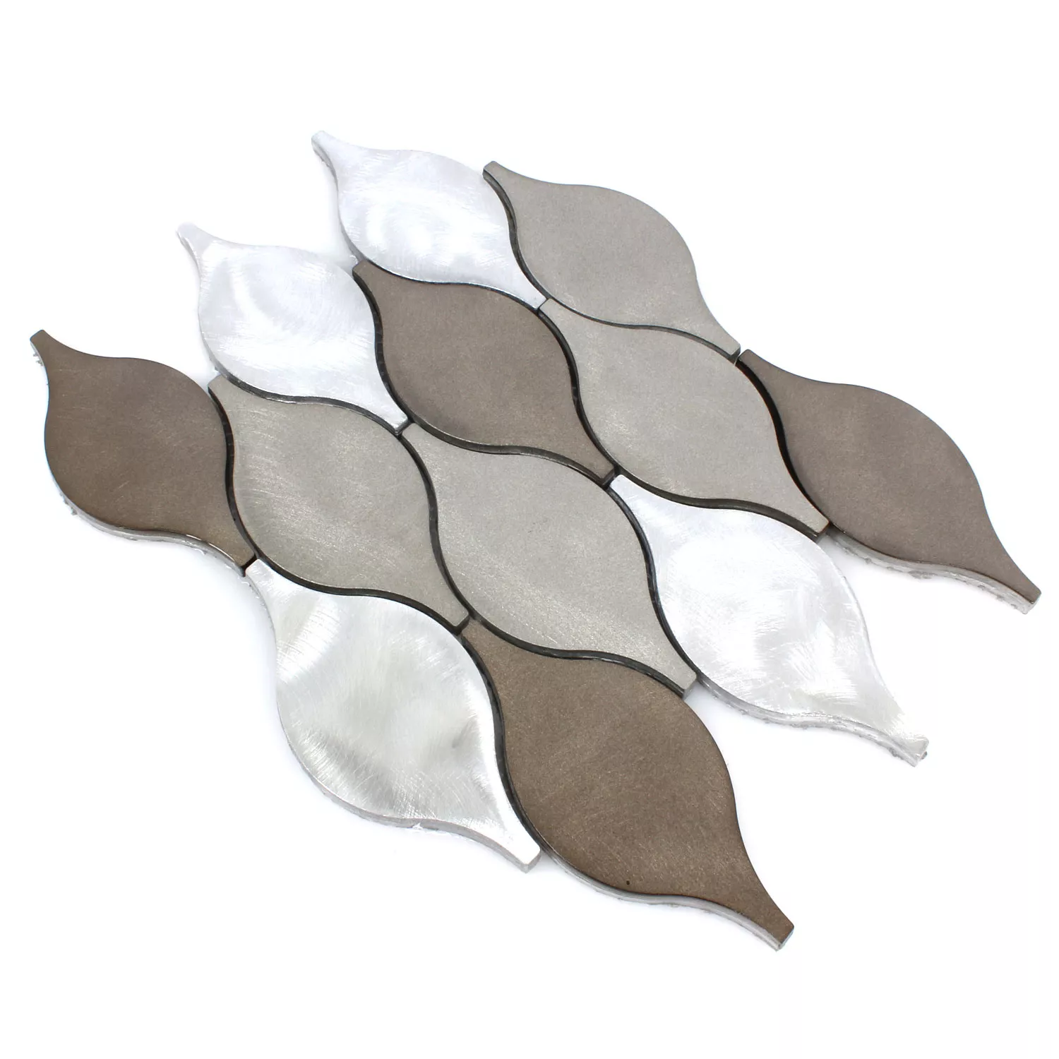 Muster von Mosaikfliesen Aluminium Beverly Braun Silber
