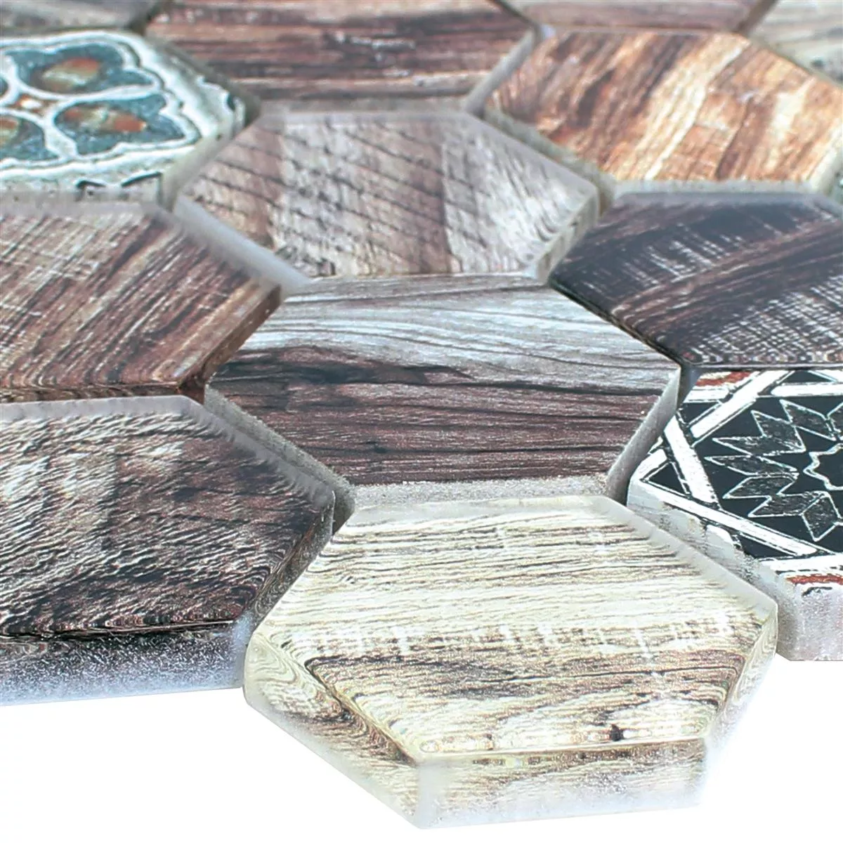 Muster von Glas Natursteinmosaik Eritrea Holzoptik Braun Grau