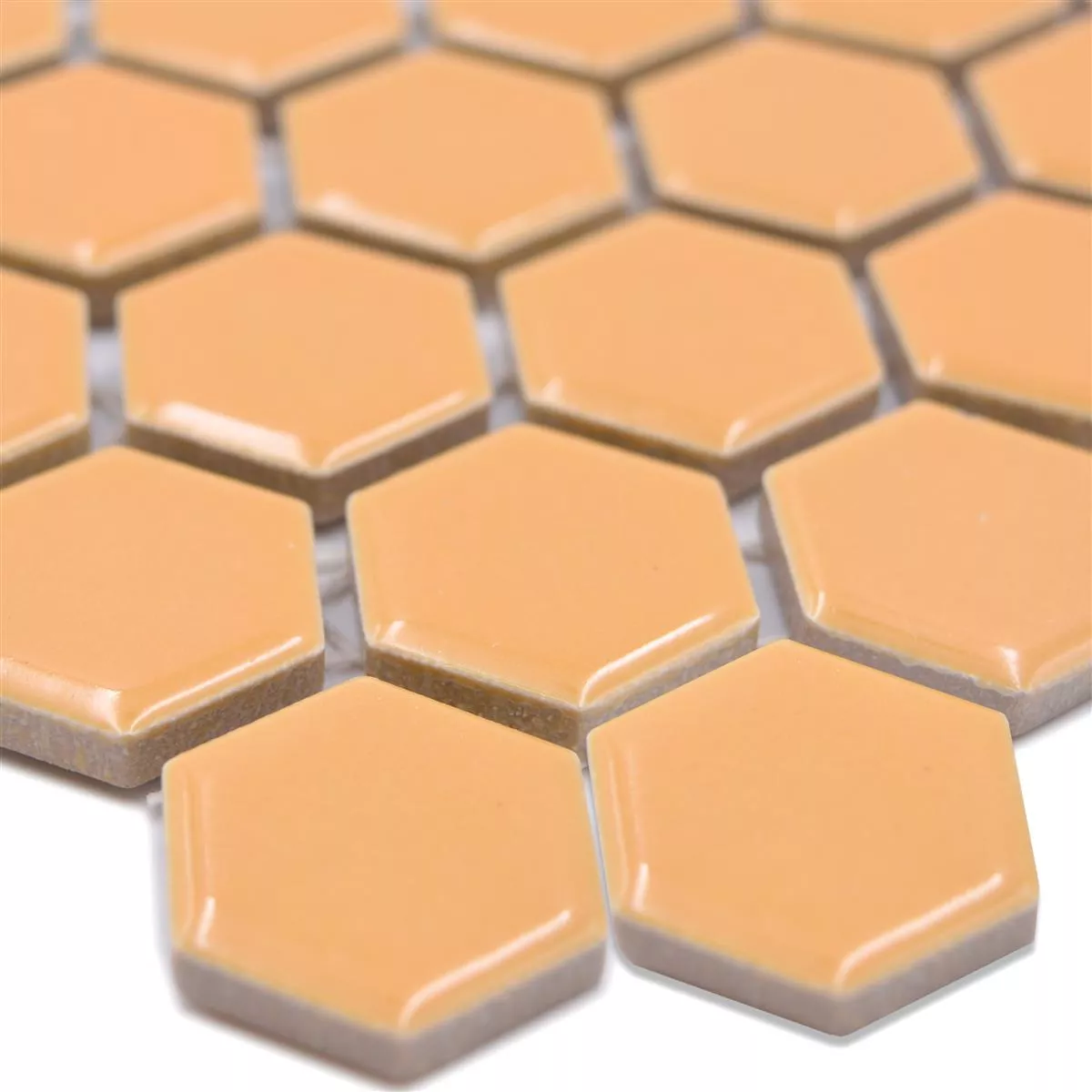 Muster von Keramikmosaik Salomon Hexagon Ocker Orange H23