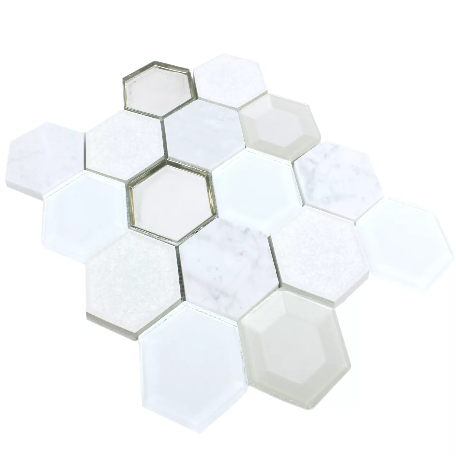 Mosaikfliesen Concrete Glas Naturstein 3D Weiss