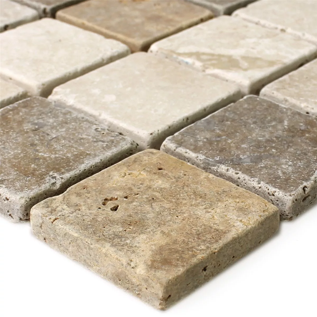 Travertin Mosaikfliesen Dustin Braun Beige Rot Travertin Mosaikfliesen Dustin Braun Beige Rot