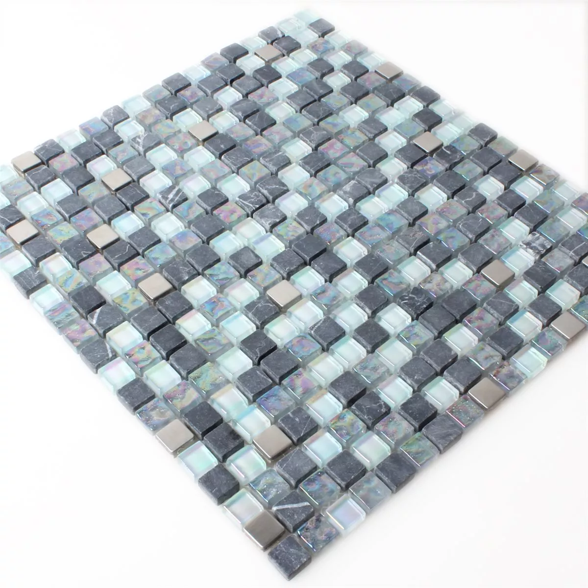 Mosaikfliesen Glas Marmor Perlmutt Effekt Grau Mix